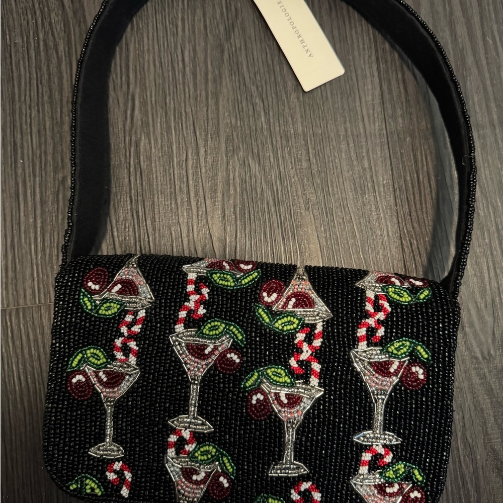 Anthropologie Fiona Beaded Cocktail Candy Cane